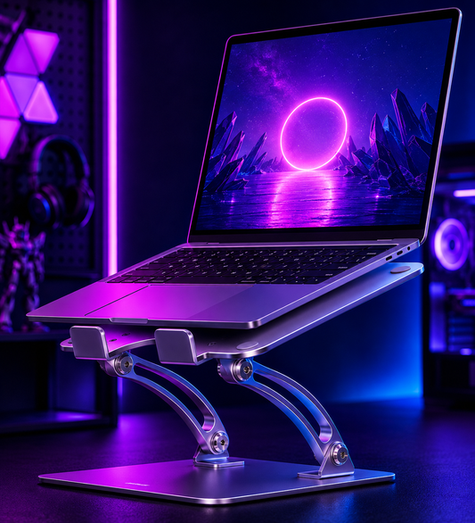 Nexus | Ergonomic Adjustable Laptop Stand for Desk, Dual Foldable Computer Riser with Advanced Heat-Vent, Heavy-Duty Portable Notebook Holder for Posture Correction, Compatible with Mac 10-17" Laptops