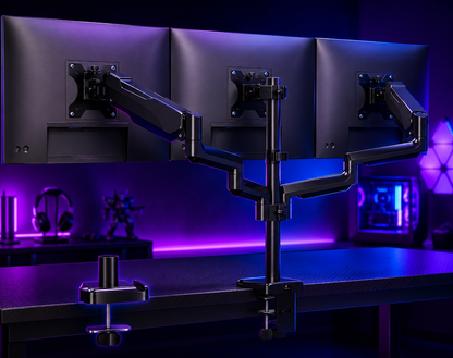 Nexus | Triple Monitor Stand Mount - 3 Monitors Desk Mount for Computer Screens up to 27 Inch, Triple Monitor Arm, Heavy Duty Monitors Stand, Each Arm Holds 4.4-19.8 Lbs, Black