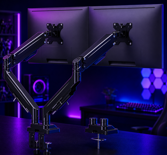 Nexus | Dual Monitor Stand for Max 43 Inch Screens, Ultrawide Monitor Arm Height Adjustable, Heavy Duty Dual Monitor Mount, Full Motion Premium Monitors Arm, Holds 2.2 to 33 Lbs, VESA Desk Mount