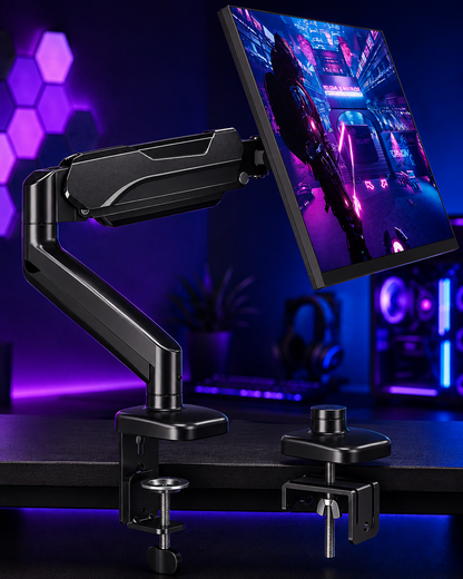 Nexus | Single Monitor Desk Mount Holds Screen up to 32 Inch, Height Adjustable Monitor Arm, Full Motion Computer Monitors Stand with Clamp/Grommet Base, VESA Mounts Fit 4.4-17.6Lbs Computer, Black