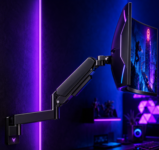 Nexus | Monitor Wall Mount for 49 45 43 40 35 32 27 24 Inch Screens, Heavy Duty Wall Monitor Mount, Holds 4.4 to 44 Lbs, Ultrawide Monitors Arm Wall Mount, VESA Mount 75X75/100X100Mm