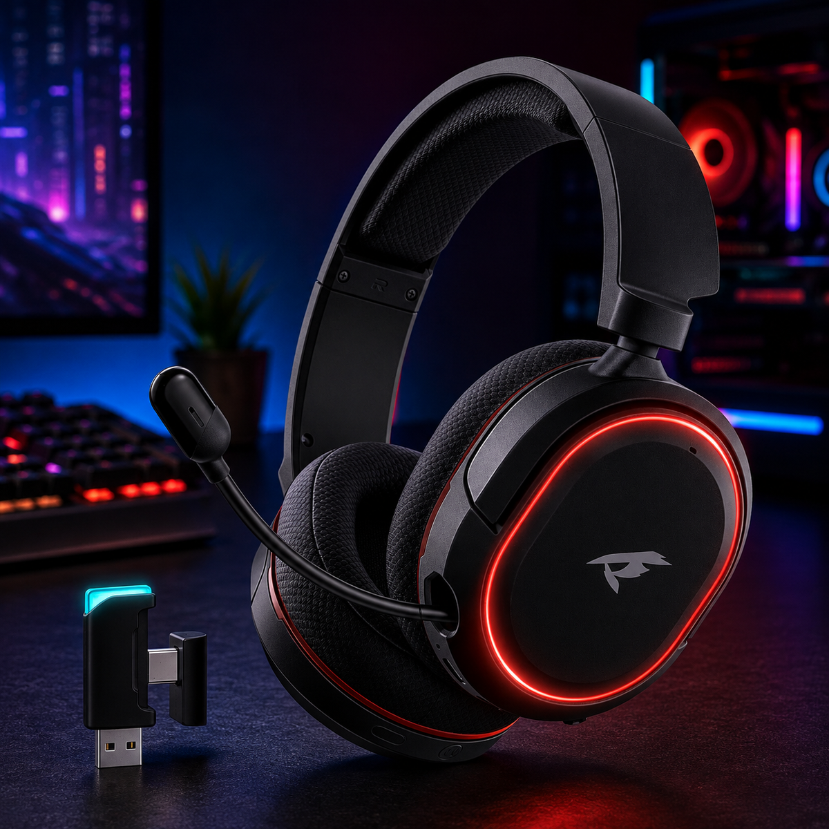 Nexus | picun G2 Wireless Gaming Headset Bluetooth 2.4G Headphones 7.1 Surround 5Ms Low Latency ENC Mic for PC PS4 PS5 Phone Switch