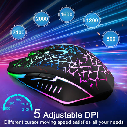 Wireless Gaming Mouse Rechargeable USB 2.4G Computer Ergonomic Optical Mice for PC Laptop Desktop Windows Mac, Silent