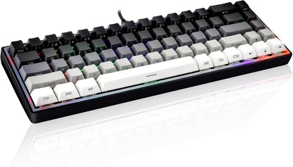 65% Gaming Keyboard, LED Backlit Mini Wired Keyboard, Ultra-Compact Anti-Ghosting No-Conflict 68 Keys Membrane Gaming Wired Keyboard for PC Laptop Windows Gamer(Gray-White)