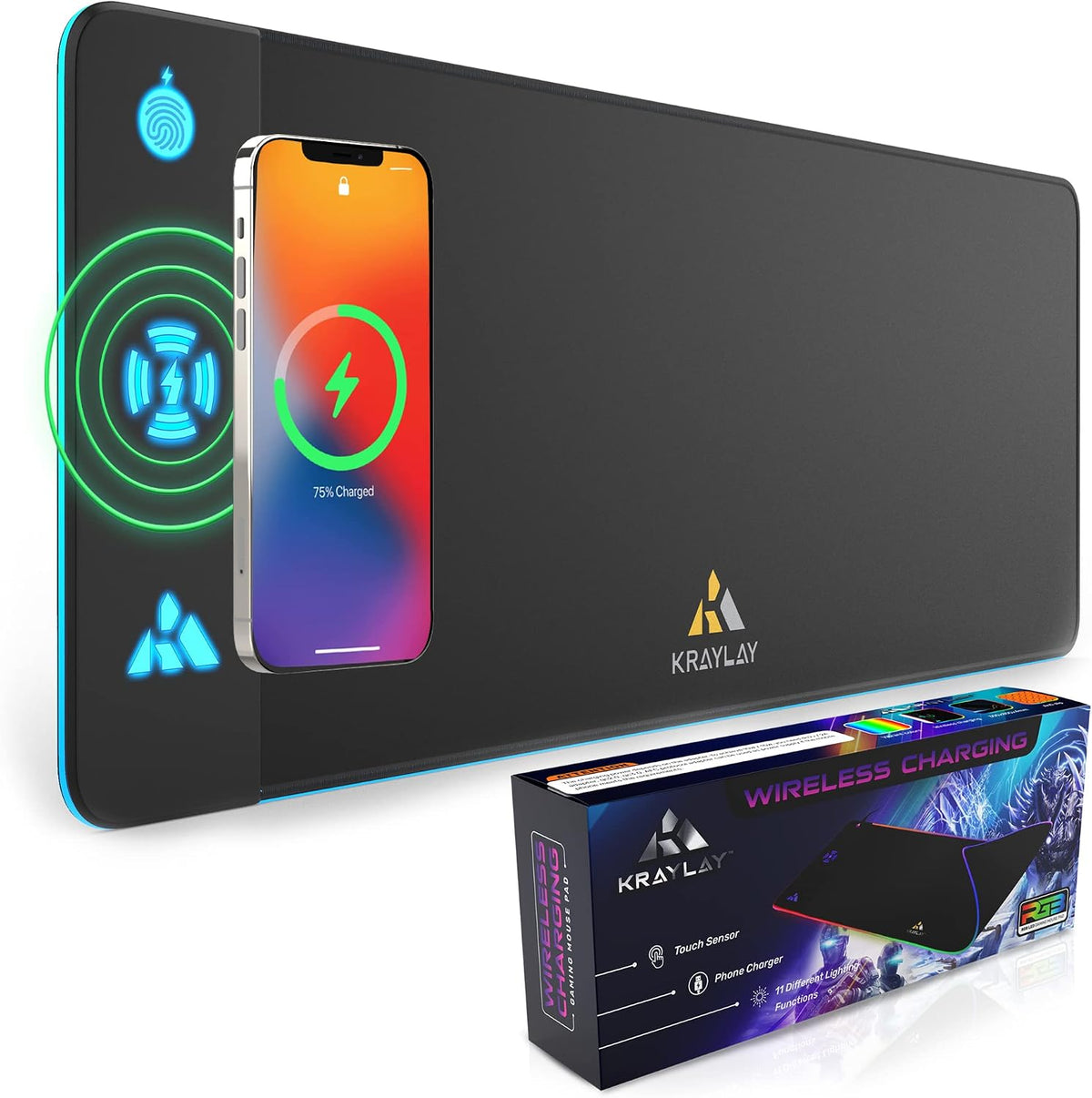 XXL RGB Gaming Mouse Pad with Wireless Charger, 11 Colors LED Mouse Mat with 15W Fast Charging, Non Slip Extended Big Mousepad, Black Mouse Pad for Laptop, PC, Office Best