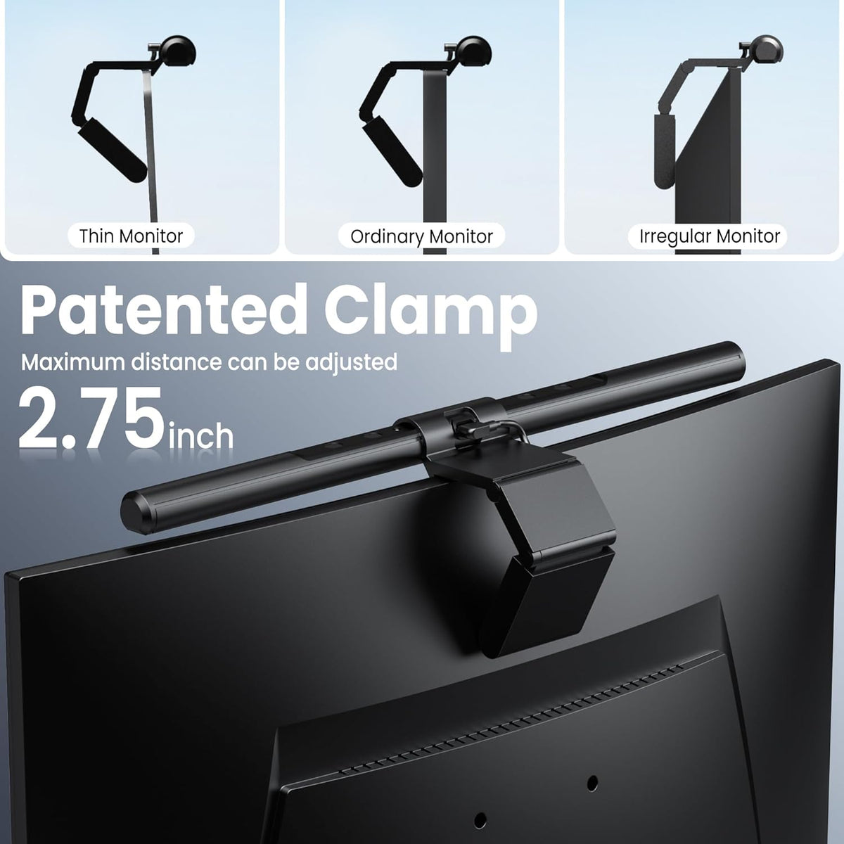 Computer Monitor Lamp, Screen Monitor Light Bar for Eye Caring, USB Reading LED Task Lamp with Auto-Dimming, Dimmable Light Bar, Touch Control, No Glare Space Saving Home Office Desk Lamps