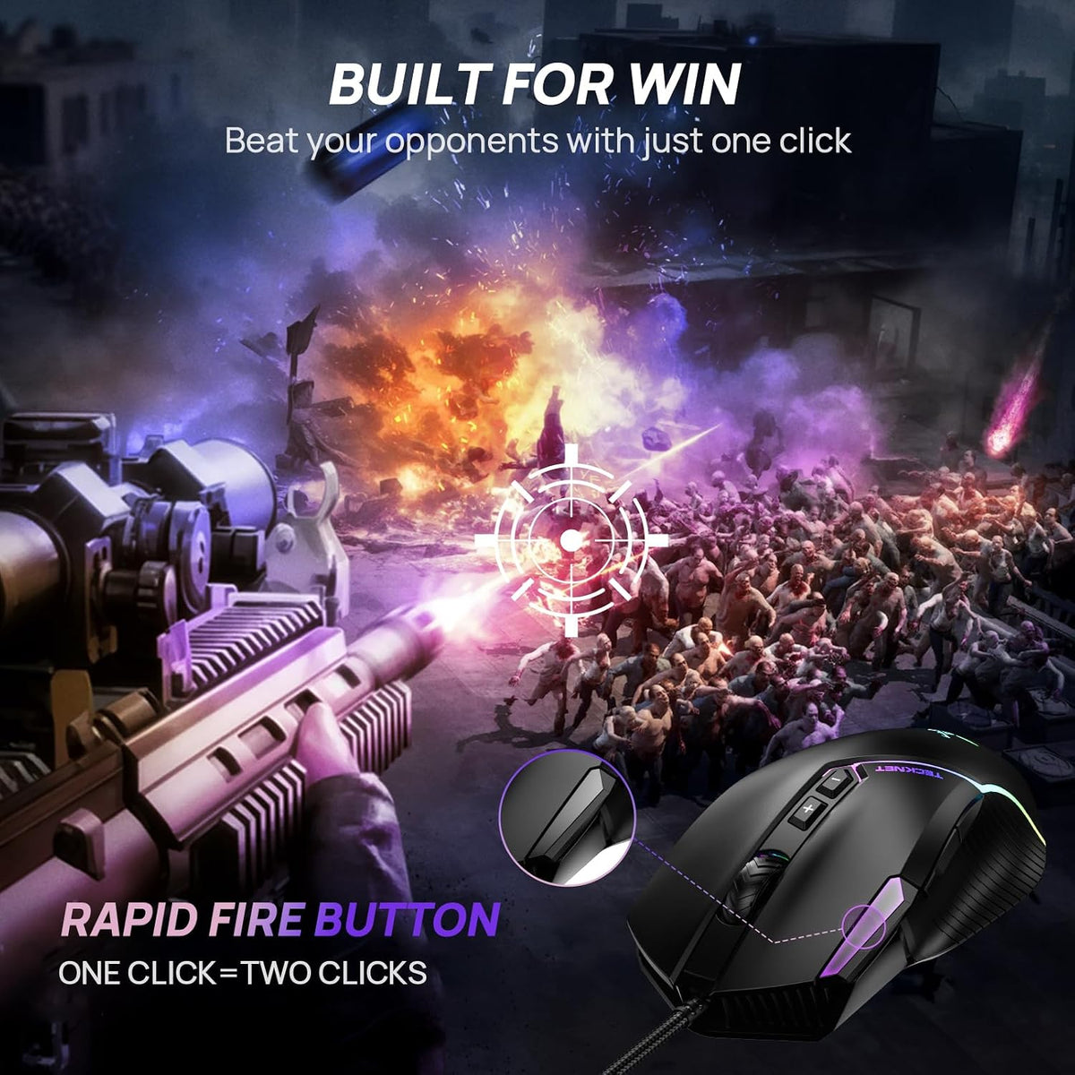 Wired Gaming Mouse 12800 DPI 8 Buttons 13 RGB Backlit Optical Mouse