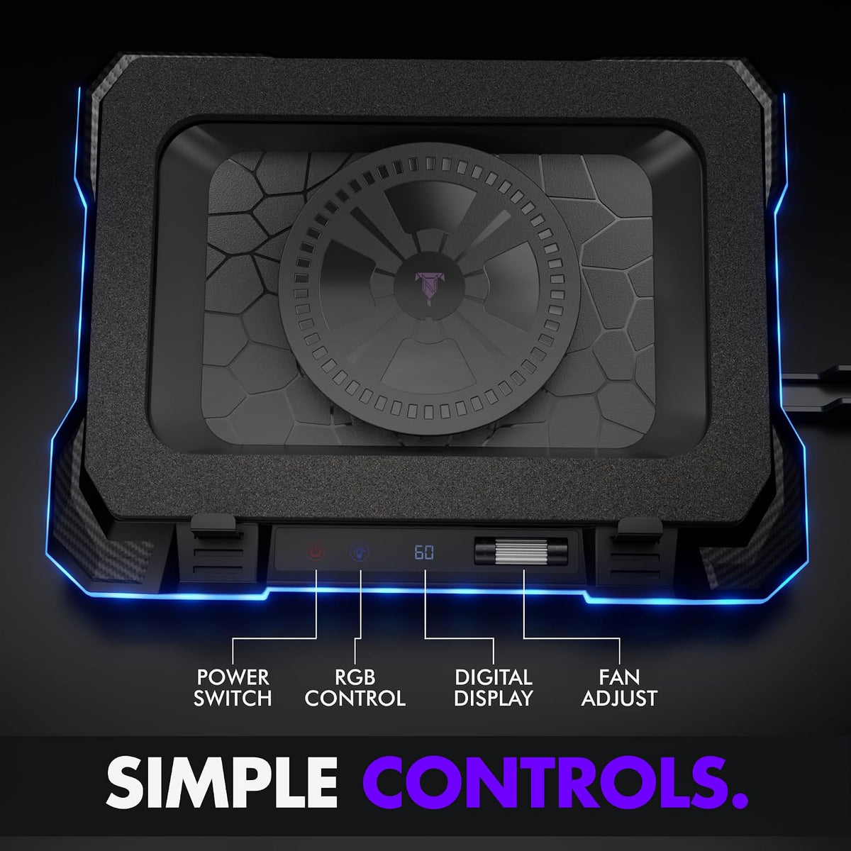 Gaming Laptop Cooling Pad with USB Hub - Boost Performance, Stay Comfortable - RGB Laptop Cooler Stand with Adjustable Height & Fan Speed, RGB, USB (C + A) Hub, for 15.6" - 19" Laptops