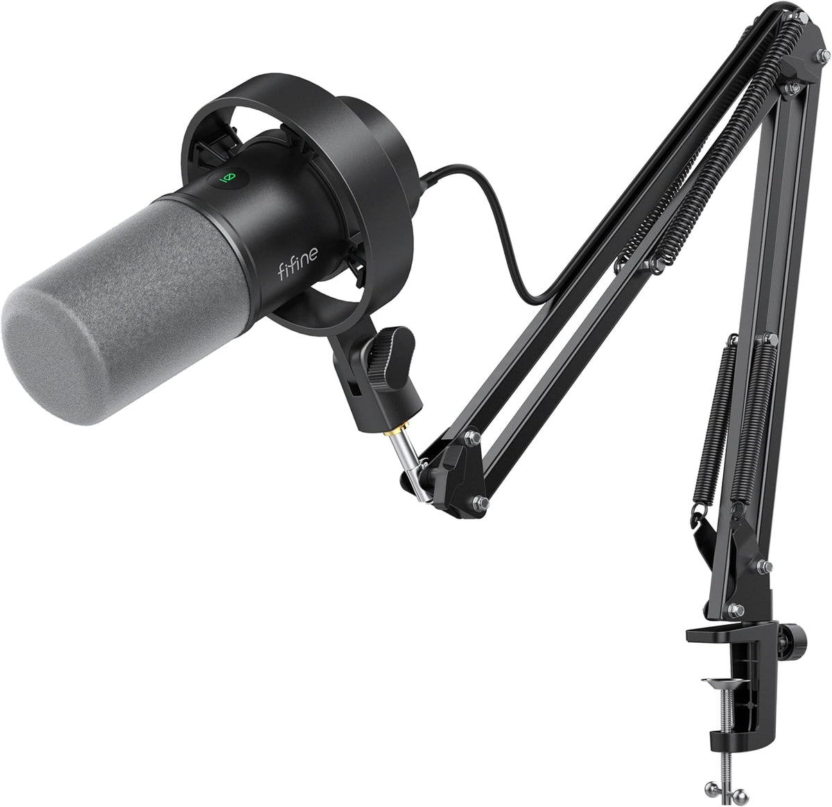 Amplitank K688CT Podcast Microphone Kit, USB/XLR Dynamic Vocal Mic | Streaming Mic with Boom Arm for PC/XLR Mixer, with Mute Button, Headphone Jack, Gain Knob, for Gaming Voice-Over Recording