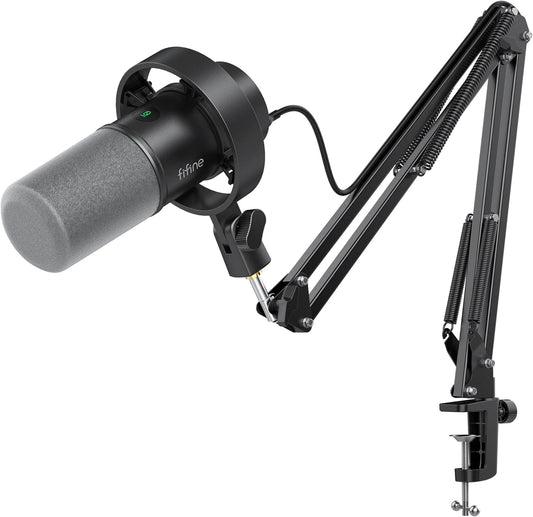 Amplitank K688CT Podcast Microphone Kit, USB/XLR Dynamic Vocal Mic | Streaming Mic with Boom Arm for PC/XLR Mixer, with Mute Button, Headphone Jack, Gain Knob, for Gaming Voice-Over Recording