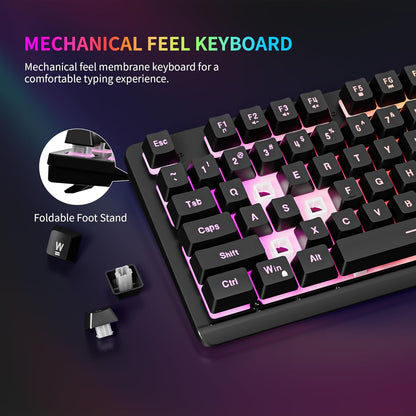 GM104 Wired Gaming Keyboard and Mouse Combo,Mechanical Feel Keyboard
