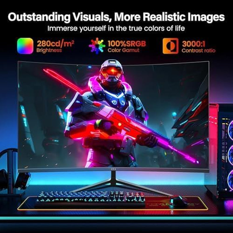 27 Inch Curved Gaming Monitor 200Hz,Fhd 1080P, 1800R VA