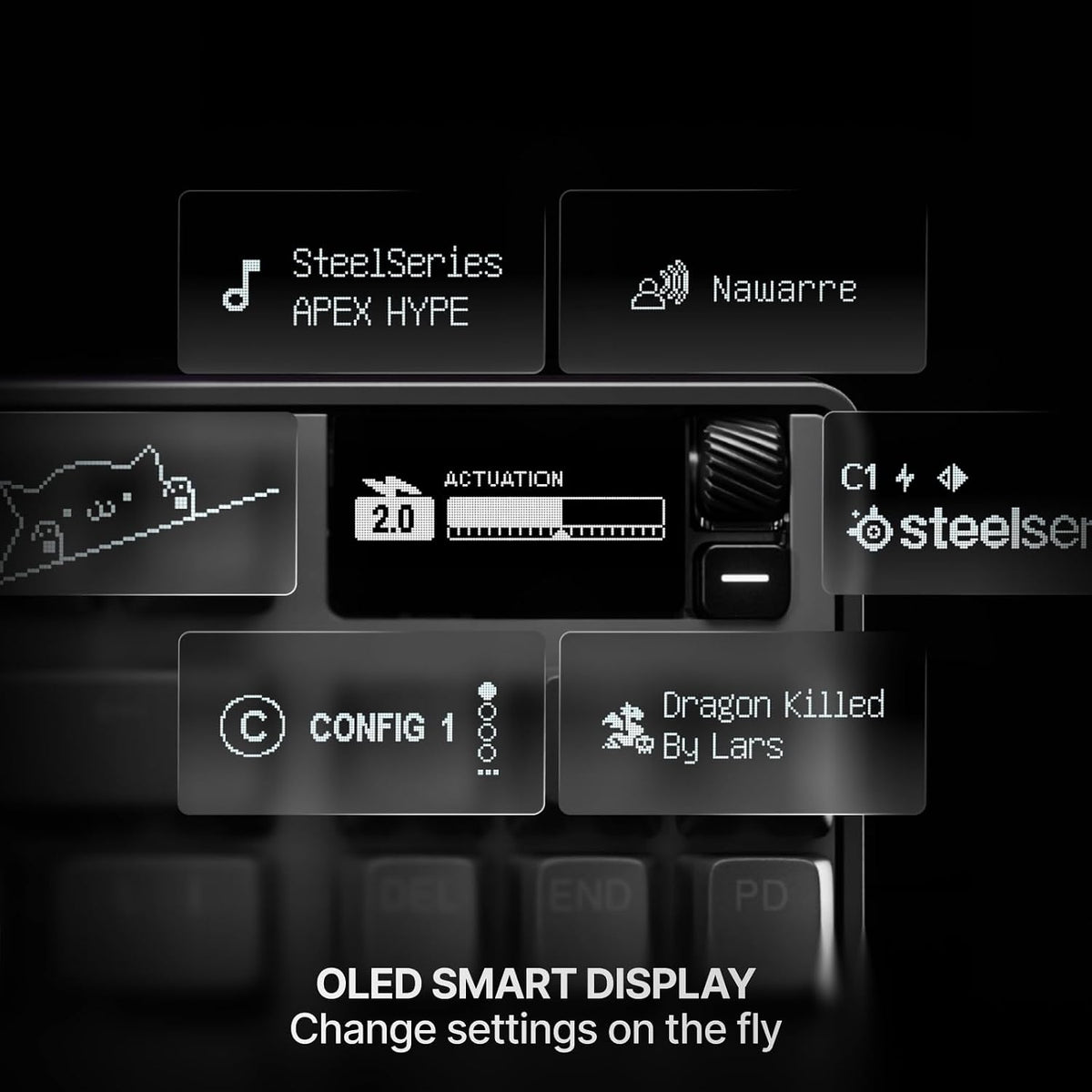 Steelseries Apex Pro TKL Gen 3 Gaming Keyboard - Omnipoint 3.0 Analog Magnetic Switches, Quickset Auto-Presets (Rapid Trigger, Rapid Tap/Socd, Protection Mode), OLED, RGB, PBT Keycaps, USB-C, Black
