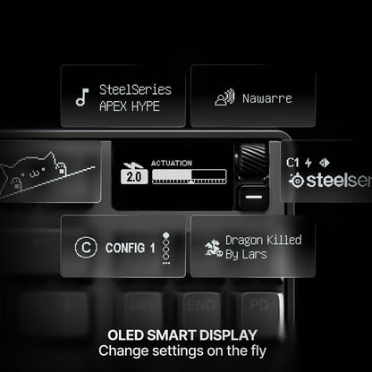 Steelseries Apex Pro TKL Gen 3 Gaming Keyboard - Omnipoint 3.0 Analog Magnetic Switches, Quickset Auto-Presets (Rapid Trigger, Rapid Tap/Socd, Protection Mode), OLED, RGB, PBT Keycaps, USB-C, Black