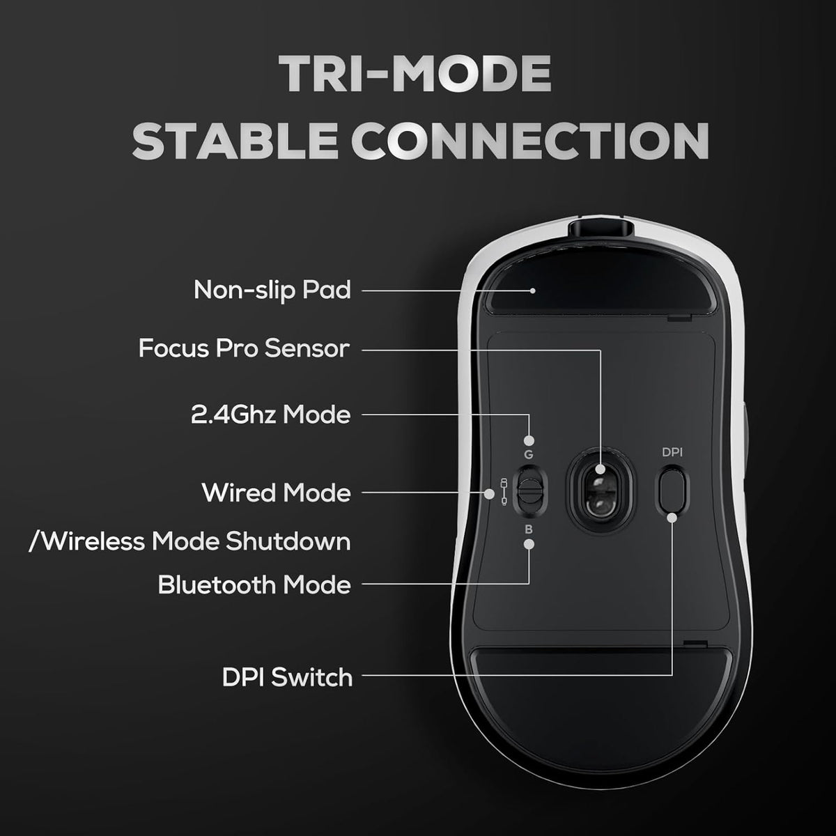 M3 Wireless Gaming Mouse with 47G Ultra-Lightweight, White