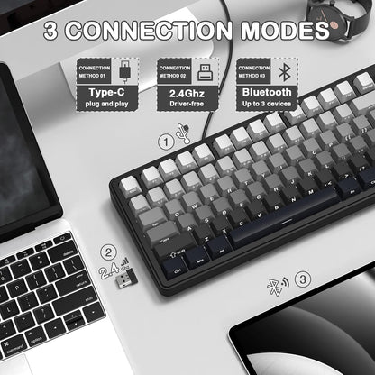 X85 Wireless Mechanical Gaming Keyboard with Knob Hot Swap RGB | Bt/2.4G/Wired, Side-Printed PBT Keycaps, Gasket, Media Knob, Linear White Jade Switch, 75% Creamy with Coiled Cable, Moonlit