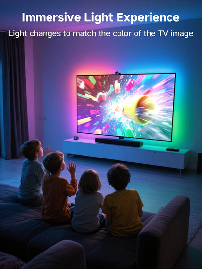 TV LED Backlight with Camera, 10.5FT RGBIC Screen Sync Lights for 32–50 Inch Tvs & PC Monitors, Music Sync LED Strip Lights with App for Gaming, Movies, Bedroom