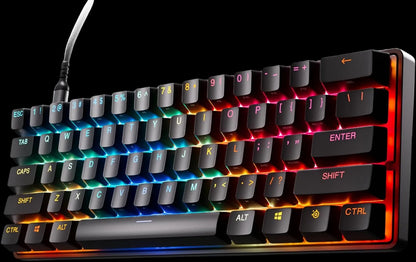 Steelseries Apex Pro Mini Gen 3 Omnipoint 3.0 Hypermagnetic Switches — Adjustable Actuation — Rapid Trigger — Game-Ready Presets — Protection Mode — Rapid Tap/Socd — RGB — PBT Keycaps — USB-C