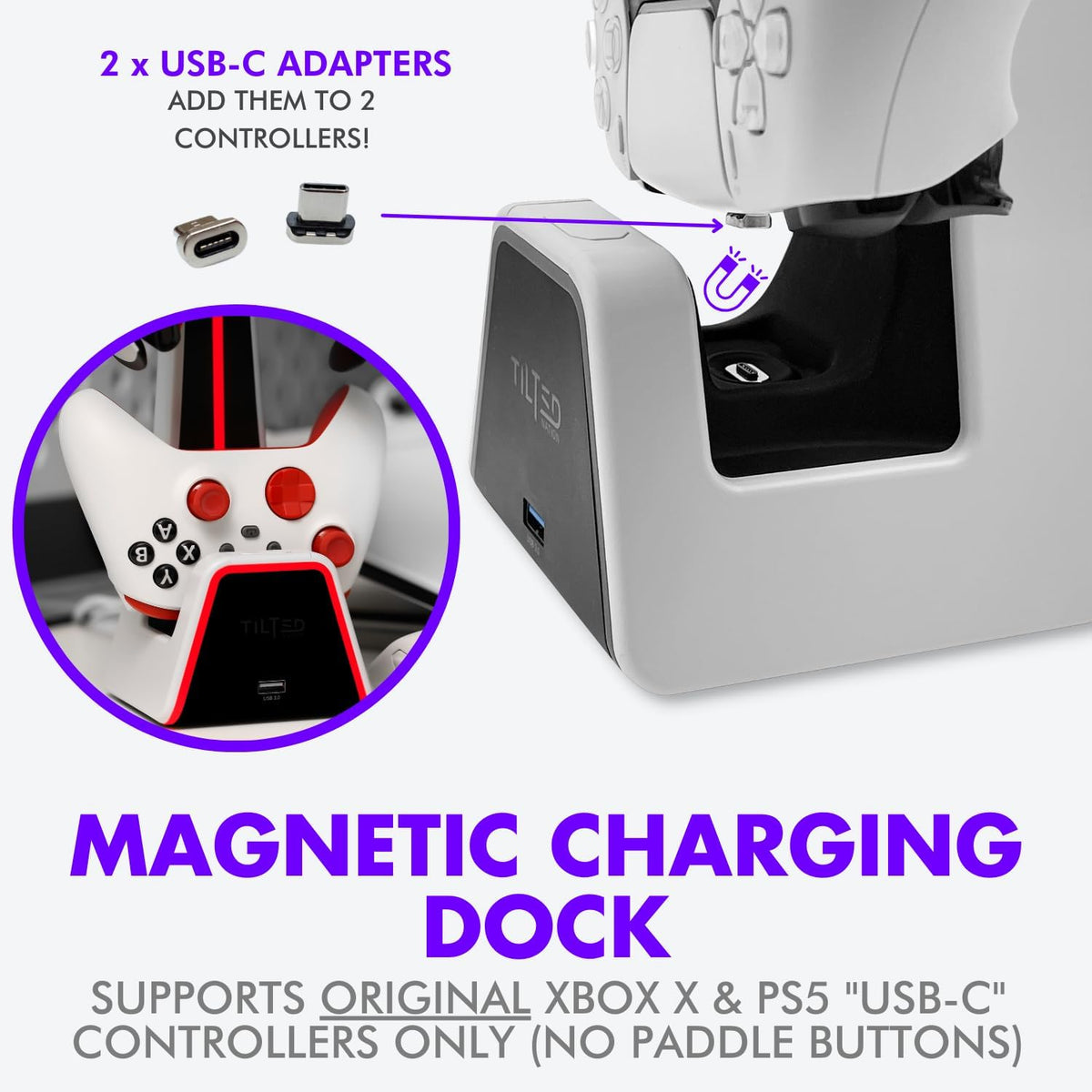 Gaming Headset and Controller Stand | Premium PS5 Accessories (Clean Space with Charging Station) Headphone and Controller Holder for Desk, Playstation 5, Xbox Game,