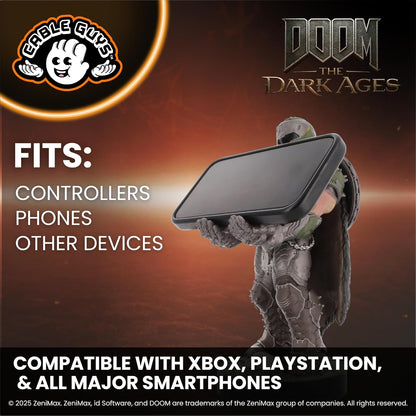 Doomslayer Controller Holder & Phone Stand - Gaming Setup Accessories for Desk and Game Room, Controller Stand Compatible with Xbox, Playstation & Most Standard Game Controllers