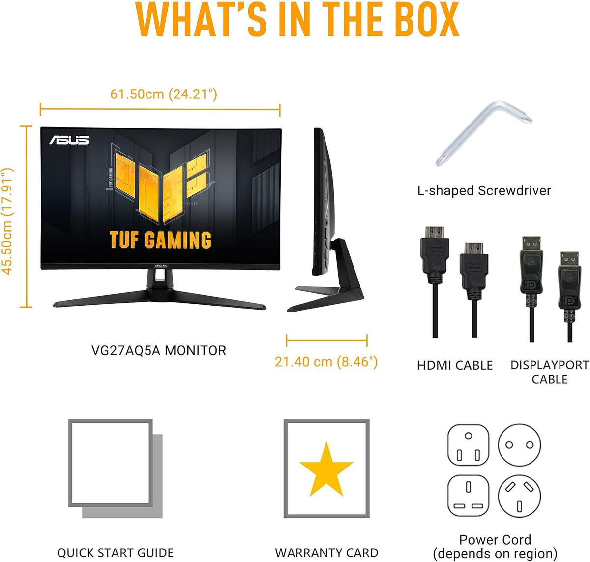 ASUS TUF Gaming 27” 1440P Monitor (VG27AQ5A) – QHD (2560 X 1440), 210Hz (OC), 0.3Ms, Fast IPS, Extreme Low Motion Blur Sync, Freesync Premium, Speakers, Displaywidget Center, Gaming AI, 3 Yr Warranty