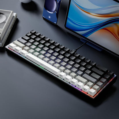 65% Gaming Keyboard, LED Backlit Mini Wired Keyboard, Ultra-Compact Anti-Ghosting No-Conflict 68 Keys Membrane Gaming Wired Keyboard for PC Laptop Windows Gamer(Gray-White)
