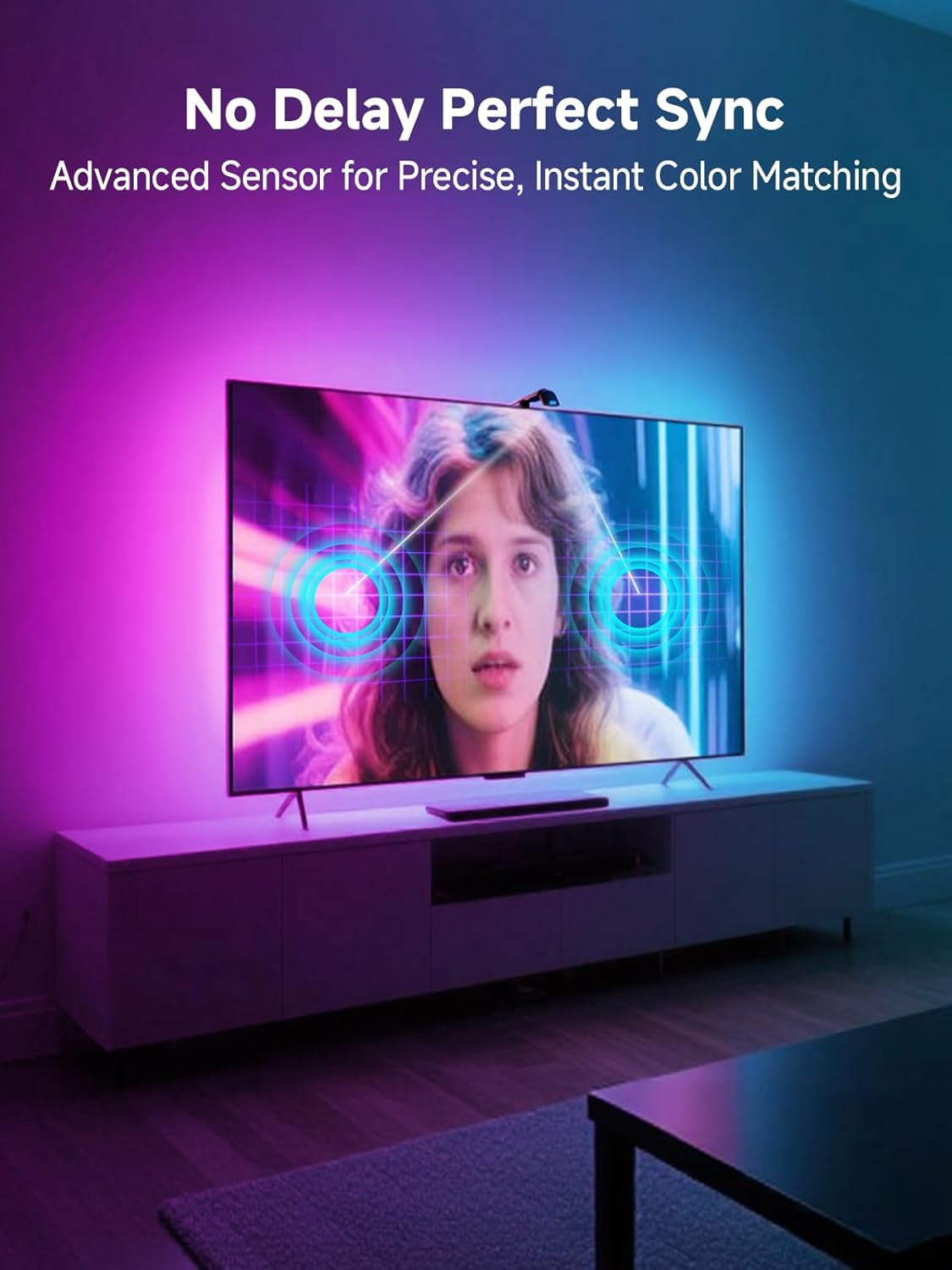 TV LED Backlight with Camera, 10.5FT RGBIC Screen Sync Lights for 32–50 Inch Tvs & PC Monitors, Music Sync LED Strip Lights with App for Gaming, Movies, Bedroom