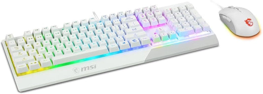 MSI Vigor GK30 Combo White, 6-Zone RGB GK30 Gaming Keyboard & GM11 Gaming Mouse, Water Repellent & Splash-Proof, 5000 DPI