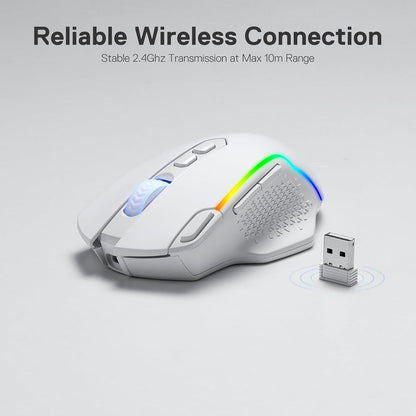 M810 PRO Wireless RGB Gaming Mouse 10000 DPI Remapping Keys | Cable-Free 0 Delay, Rapid-Fire Macro Keybinds, Vibing Backlight, Ergonomic Grip Body Comfort