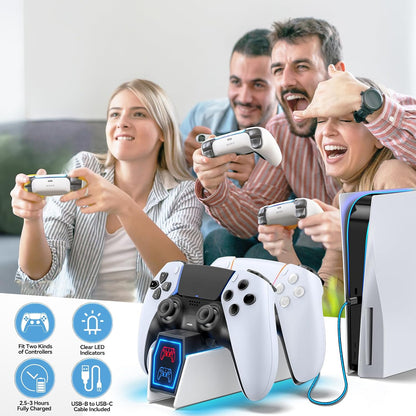 PS 5 Controller Charger Station Compatible with Playstation 5 Edge & Dual Controller, 9 Lightings PS 5 Accessories Charging Station, PS 5 Dock Stand with LED Indicator for Playstation Consoles