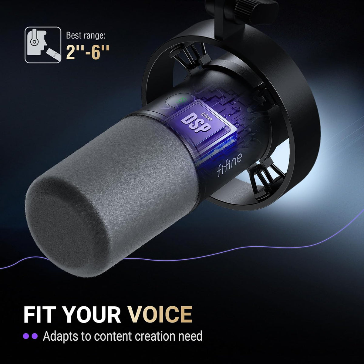 Amplitank K688CT Podcast Microphone Kit, USB/XLR Dynamic Vocal Mic | Streaming Mic with Boom Arm for PC/XLR Mixer, with Mute Button, Headphone Jack, Gain Knob, for Gaming Voice-Over Recording